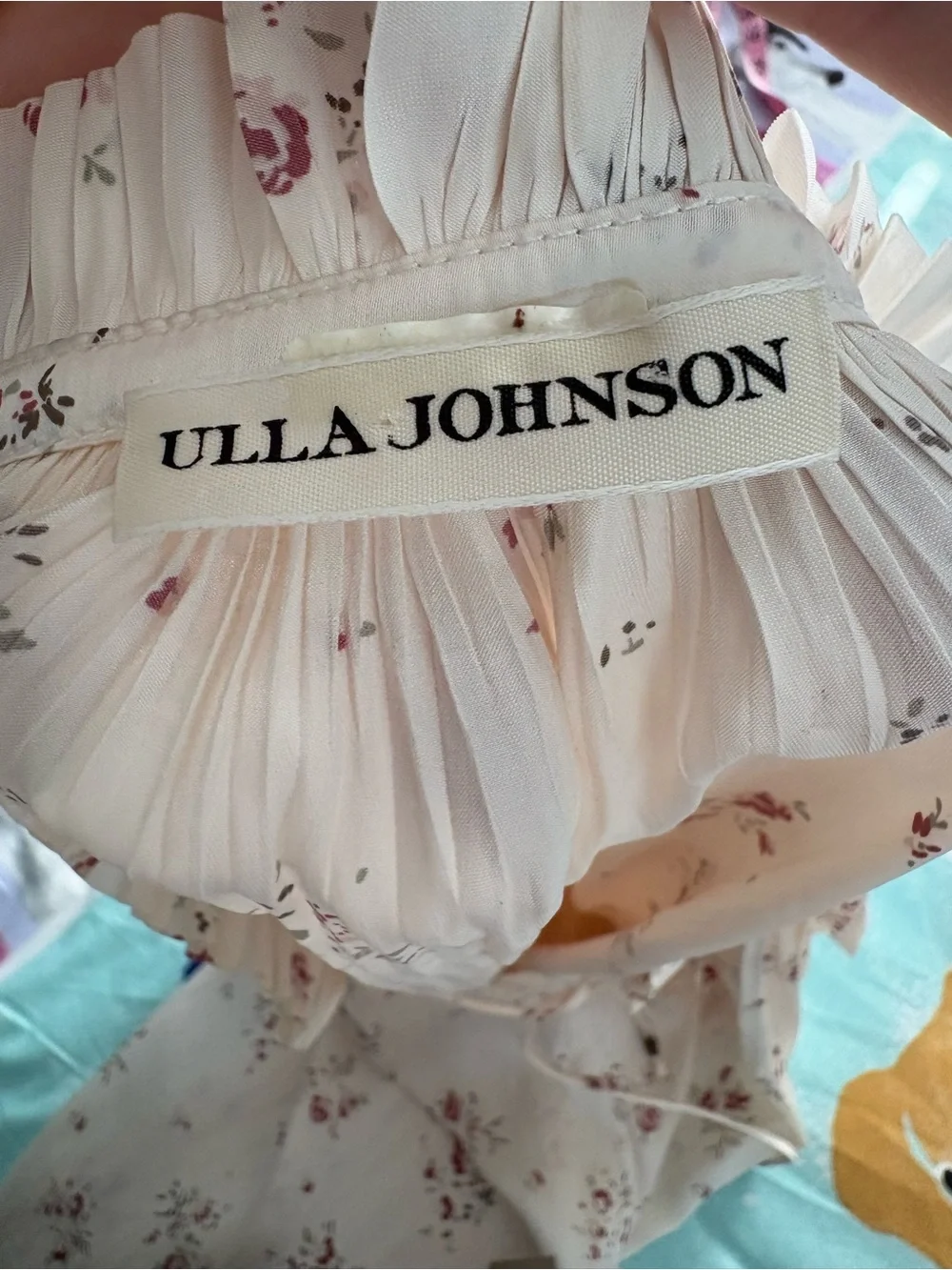Ulla Johnson Pleat Short Sleeve Floral Top - Cream Size 2